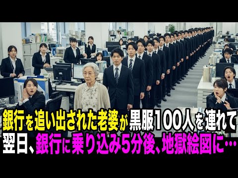「100億円を引き出します」銀行を追い出された老婆が、翌日黒服たちを連れて銀行に乗り込む。10分後、地獄絵図に…