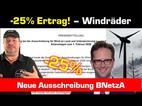 -25% yield! Wind turbines even less profitable! February tender by the Federal Network Agency - G...