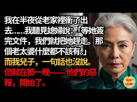 半夜，我從家裡逃出來…只因聽見兒子和媳婦正密謀「毀了我」。