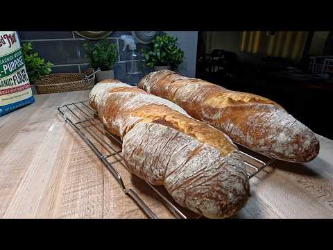 The Easiest No-Knead Sourdough Baguette! (80% Hydration, Big Holes)