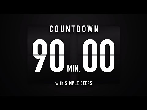 90 Minute Countdown Timer 🕙 Flip Clock with Simple Beeps 🔊🖤