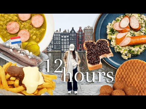 Eating Only DUTCH Food in Amsterdam for 12 Hours 🍟🐟🥞🧀