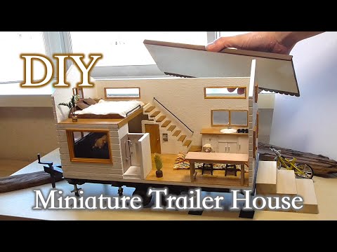 【Miniature House Trailer】100均素材で作るミニチュアハウストレーラーの家具、内装、キッチン、シャワー、ラグ、ソファー、テーブル。【DIY】スタンダートモデル後編