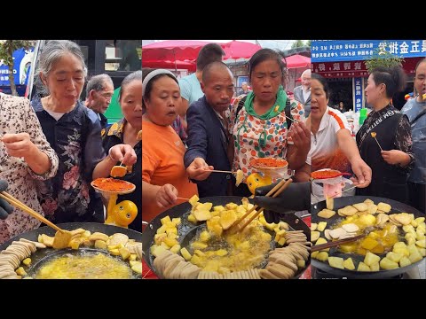Cooking deep fried potato and dried tofu, eating  for free, Cooking food live.  #food #cooking