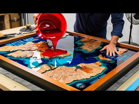 A Beautiful Piece And The Work Is Worth Seeing: The Desk Is Combined From Fine Wood And Epoxy Glue