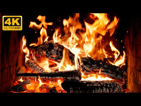 🔥 Burning Fireplace with Burning Logs and Crackling Fire Sounds for Relaxing Christmas Ambience 4K