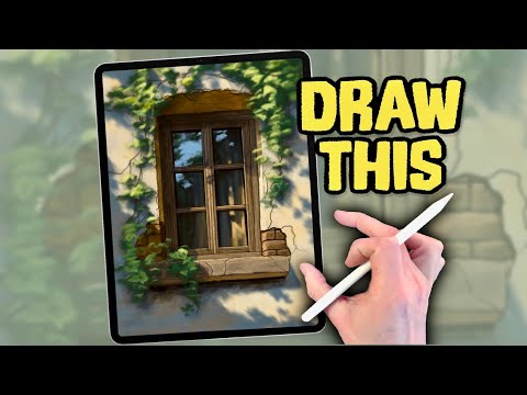 PROCREATE DRAWING Tutorial in EASY Steps - Rustic Window