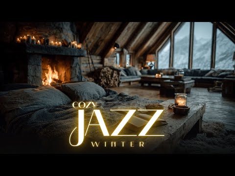 Cozy Winter Jazz Haven & Fireplace Ambiance for Relaxing Snowfall