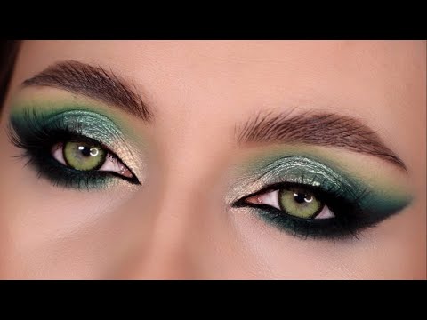 Зелёный макияж глаз со стрелками / Урок макияжа глаз пошагово для визажистов