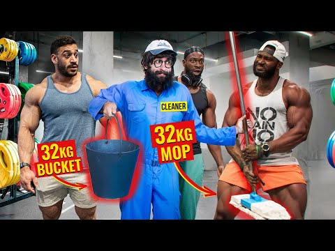 ELITE Powerlifter ANATOLY Use 32kg Mop and 32kg Bucket | Pretended to be a CLEANER in a GYM #41