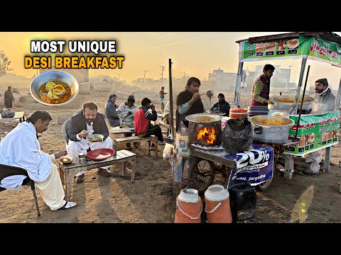 ULTIMATE MOST UNIQUE ROADSIDE DESI BREAKFAST 😍 | Saqib Nashta Point – Pakistan Street Food SARGODHA