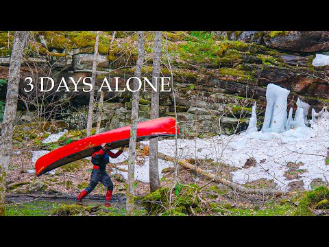 3 Days Solo Camping in Ice Out Wilderness | Heavy Rain