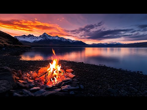 Peaceful Evening by the Lake 🔥 Soft Fire & Nature Ambience