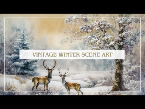 Vintage Winter Landscape Art | 4K TV Frame Art Screensaver | Vintage Winter Inspired Art | 3 scenes
