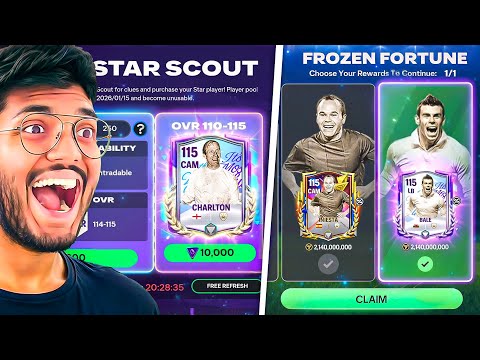I Opened New WINTER PACKS, FROZEN FORTUNE BOX & New 110-115 STAR SCOUT - FC MOBILE!