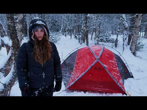 Solo Winter Camping in HEAVY Snow | Building a Fire