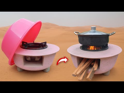 The cheapest cement stove in the world was made by myself using discarded materials.