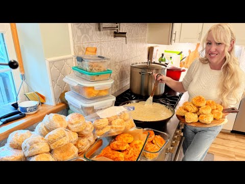 MASSIVE Filling My Freezer with 32 HOMEMADE FREEZER MEALS all from SCRATCH + HUGE FAMILY Meal Prep!!