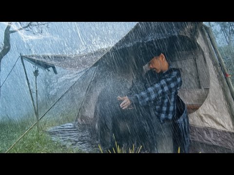 ⛈️ BEYOND MY EXPECTATIONS‼️ VERY HEAVY RAIN CAMPING AND CRAZY THUNDERSTORM