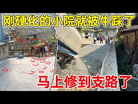 修路 挖机突然罢工了，李俊赶紧想办法把问题解决了，那么多工人等着真是不容易