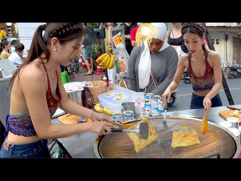EGGS & BANANAS! 1 DAY OF WORK WITH MOST FAMOUS PUY ROTI LADY - THAI STREET FOOD ROTI LADY BANGKOK