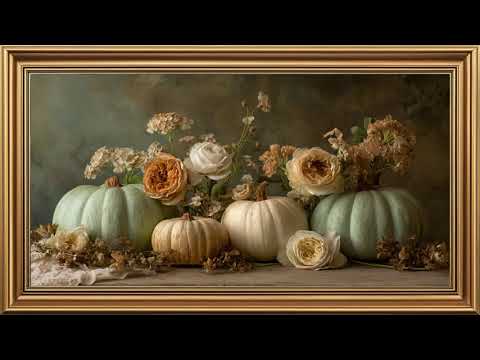 Frame TV Art 4K | Halloween 2026 Neutral Pumpkins & Roses Still Life | Free Samsung Frame TV Artwork