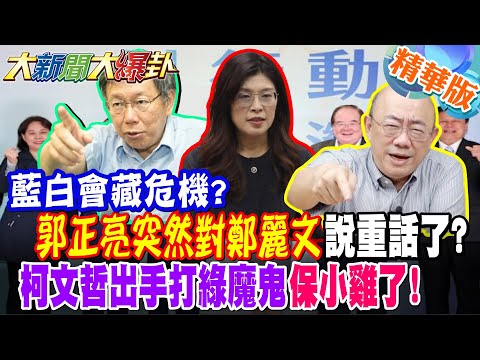 藍白會藏危機?郭正亮突然對鄭麗文說重話了?柯文哲出手打綠魔鬼保小雞了!【#大新聞大爆卦】精華版2 @大新聞大爆卦HotNewsTalk​