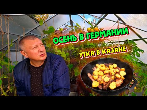 Готовим ТЕПЛИЦУ к Зиме. Утка в казане на костре. Казан Кебаб с Утки.  Жизнь в Германии.