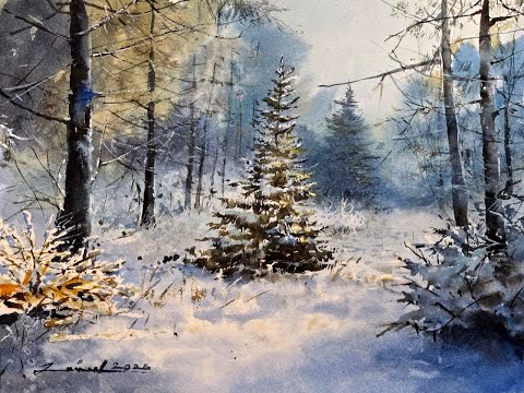 How to Paint a Snowy Forest with Pine Trees | Watercolor Tutorial