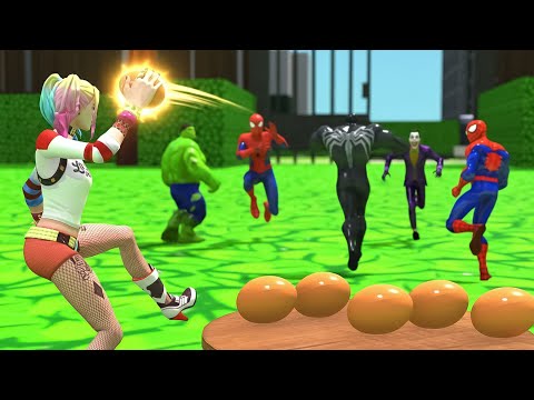 Super Hero 3D Funny Game  Egg Throwing Challenge | Who Will Survive?