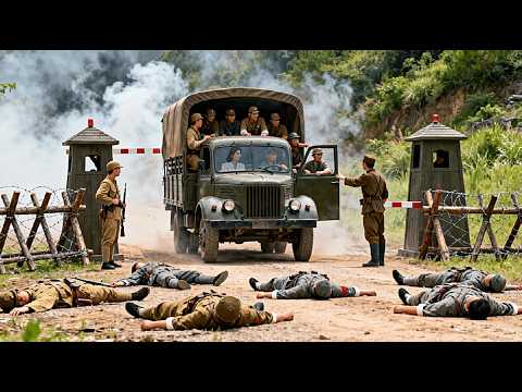 Japanese soldiers were inspecting passing vehicles when they were all wiped out by the enemy inside.