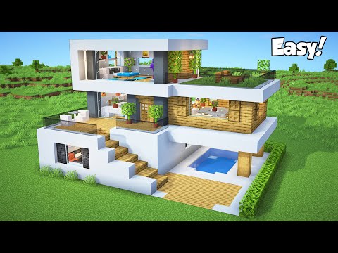 Minecraft: How to Build the Ultimate Modern House Tutorial (Easy) #51 - Interior in Description!