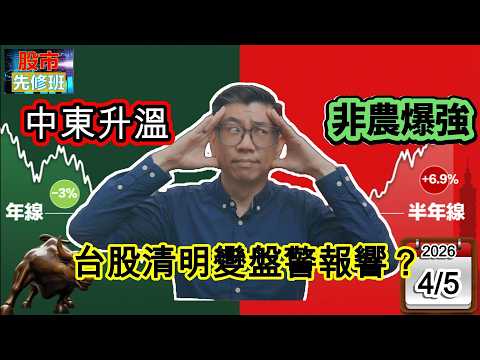 【非農爆強+中東升溫 台股清明變盤警報響?】|《股市先修班》EP6_20260405 #新聞 #戰爭 #蔡明翰 #台股 #投資 #理財