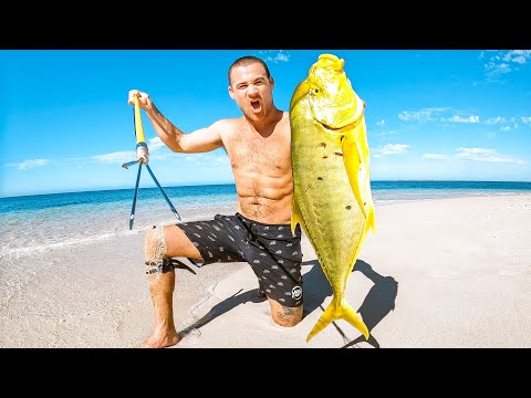 Surviving 24 Hours Only Using My Hand Spear To Catch Food