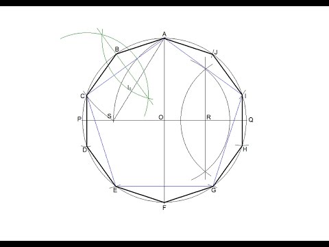 How to draw a regular decagon inscribed in a circle