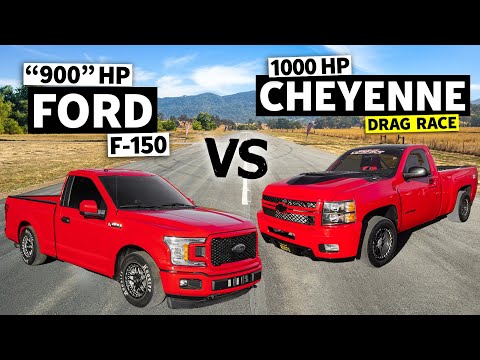 Supercharged 4x4 F-150 vs Turbocharged 4x4 Cheyenne Drag Race