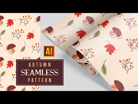 HOW TO CREATE A SEAMLESS PATTERN (leaves, rowanberry and mushroom). ADOBE ILLUSTRATOR TUTORIAL.