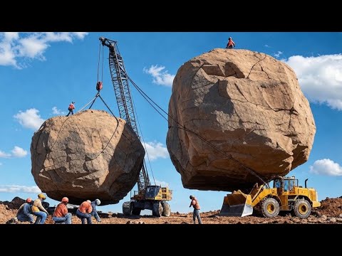 Huge Mountain Rocks Loaded on Truck | Powerful Marble Cutting Process