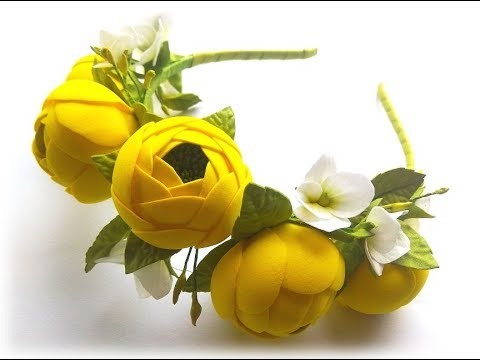 Ободок с ранункулюсамы  своими руками, легко и просто