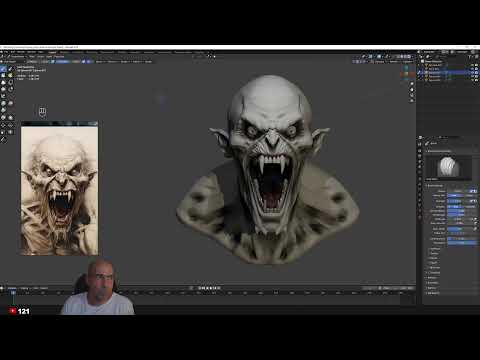 Sculpting an old Vampire (Saren) face in Blender