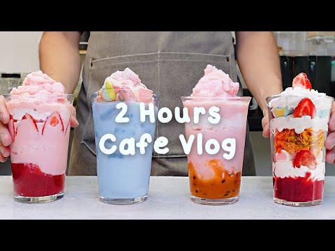 🍓지치고 힘들 땐 음료 ASMR로 힐링해요/주중의 여유로움/2시간 모음✨2 Hours Vlog/Cafe Vlog/ASMR/Tasty Coffee