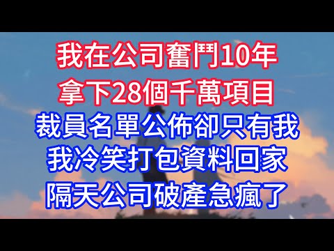 我在公司奮鬥10年，拿下28個千萬項目，裁員名單公佈卻只有我，我冷笑打包資料回家，隔天公司破產急瘋了！#深夜淺讀 #小说推荐 #总裁 #宠妻 #故事 #夜读人生 #大橘讲故事 #悦彤