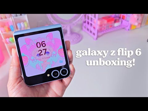Samsung Galaxy z filp6 unboxing 💜 aesthetic unboxing 💜 cute set up 💜 삼성 갤럭시 Z플립6 언박싱[sub]