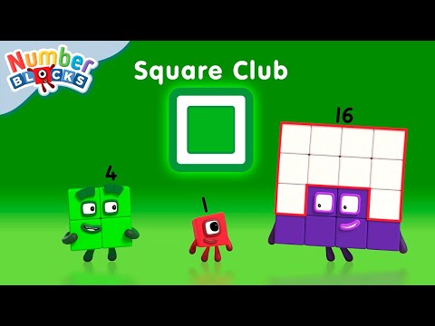 Square Club and Square Numbers for Kids 🟩 | Counting Maths Cartoon - 123 | @Numberblocks