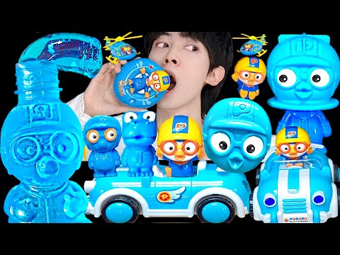 ASMR MUKBANG BLUE PORORO FOOD HONEY JELLY GUMMY ICE CREAM CHOCOLATE DESSERTS MUKBANG EATING SOUNDS