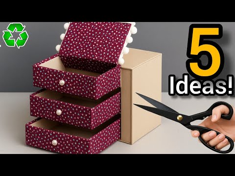 “Amazing DIY Cardboard Treasure Box!”5 Super DIY Ideas With straw and cardboard .  Recycle
