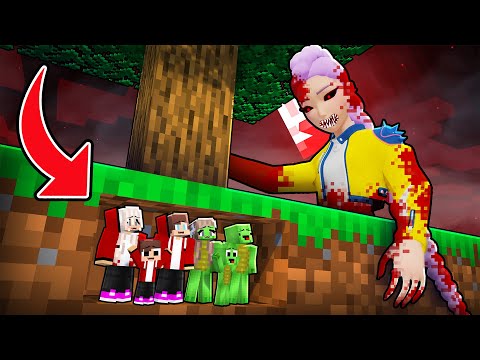 JJ and Mikey Family HIDE from SCARY RUMI in Minecraft Maizen!