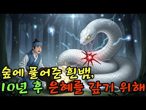 👌잠자기전 듣는 옛날이야기 1시|숲에 풀어준 흰뱀, 10년 후 은혜를 갚기 위해 돌아오다ㅣ옛날이야기 ㅣ민담 ㅣ오디오북ㅣ전설ㅣ설화 ㅣ야담