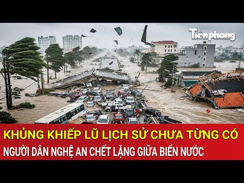 Thời sự nóng: Khủng khiếp lũ lịch sử chưa từng có, người dân Nghệ An chết lặng giữa biển nước