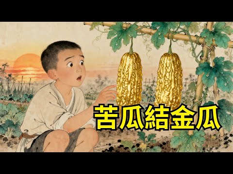 呆兒子被兄嫂騙走田產，只留一袋不能吃的苦瓜種，種下後瓜藤結出金瓜，縣太爺親自登門！#故事便利店#民間故事#傳統故事#故事頻道#聽書#睡前故事